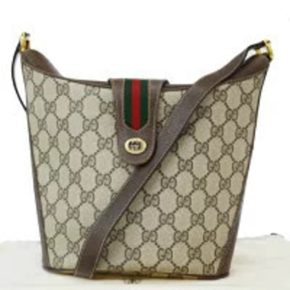 Gucci Sherry Shoulder Bag GG Interlocking Brown Green Red Leather
